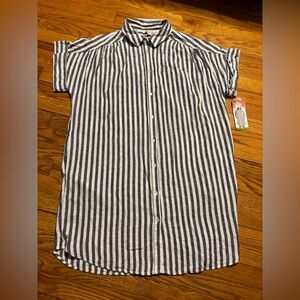 Striped Button-Down Women's Swim Coverup